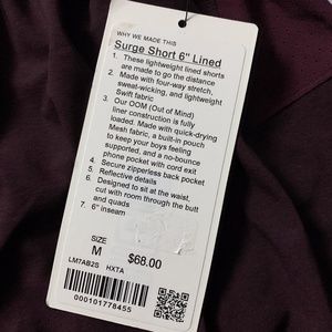 Lululemon Surge Short 6" Lined